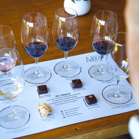 a group of people sitting at a table with wine glasses
