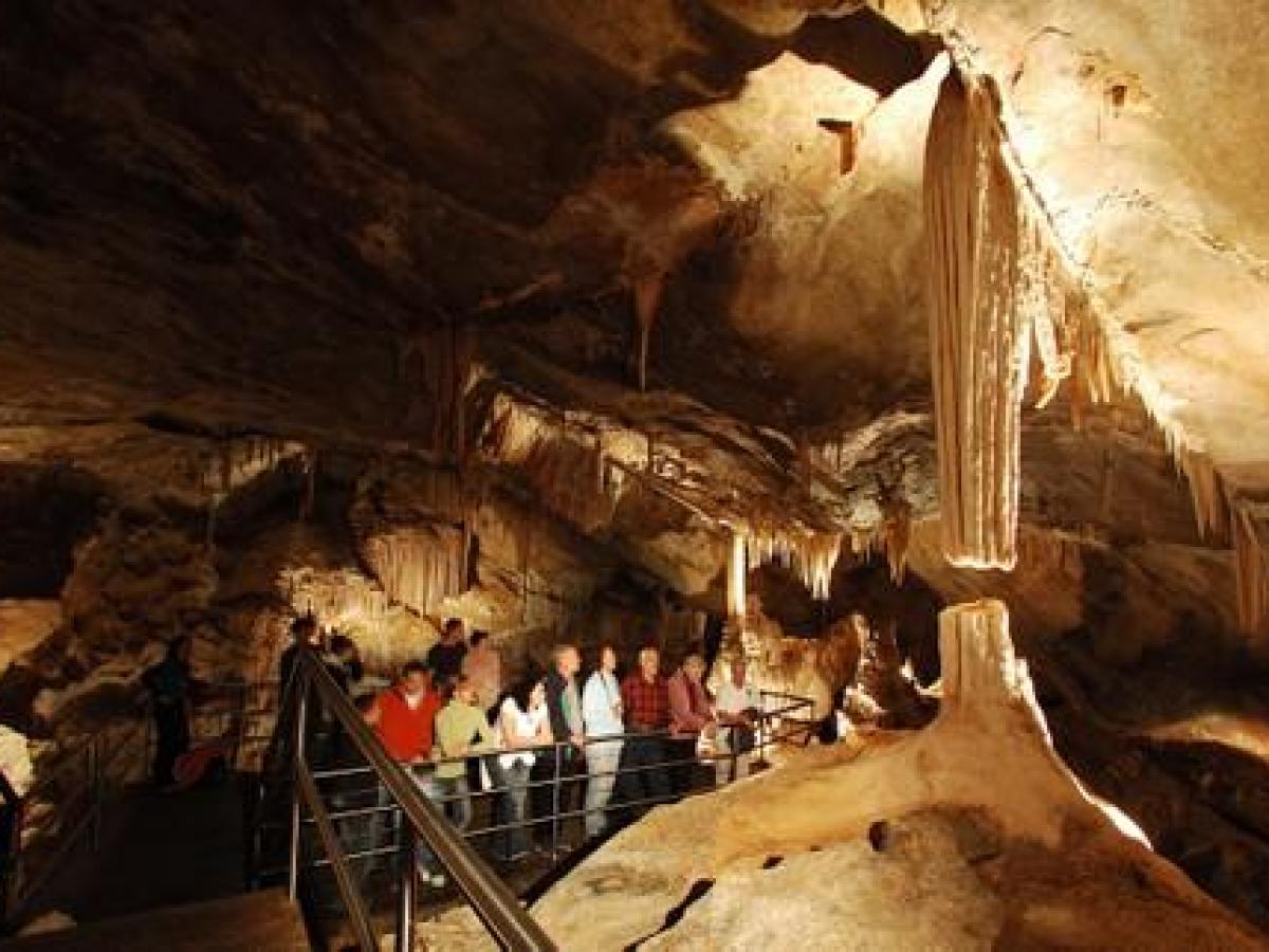 a cave next to a fireplace